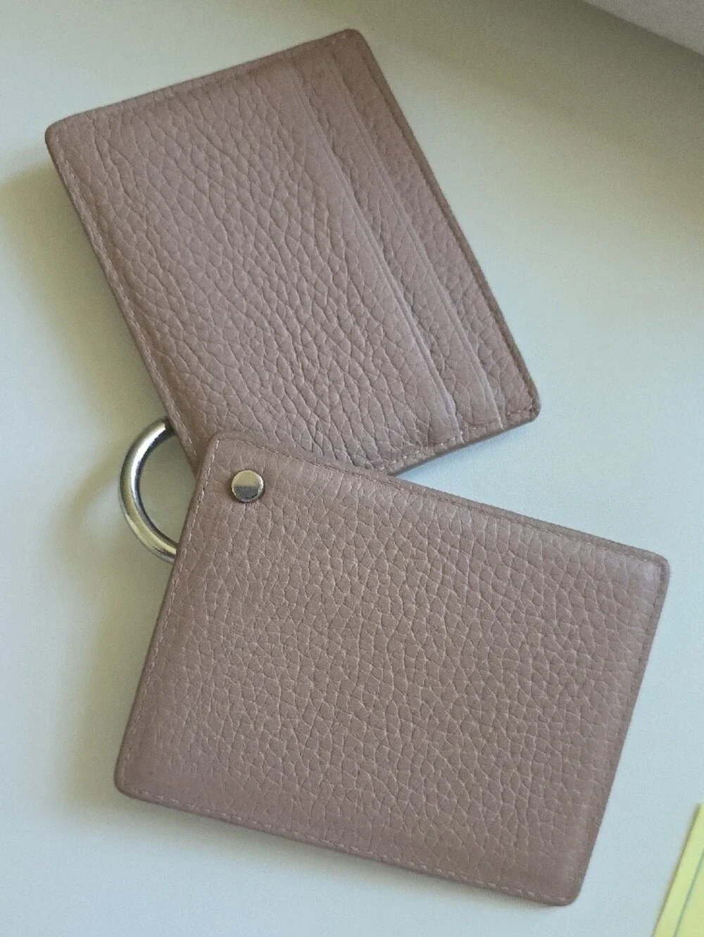 ALL Saints Blush Pink Leather Card Holder with Mirror and Key Ring